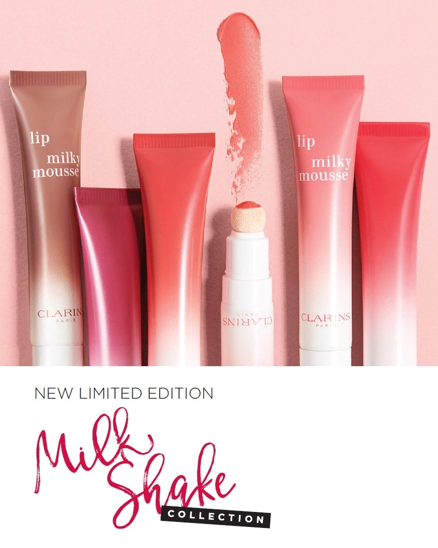 Тональное молочко и тающие сливки для губ в коллекции Clarins Milkshake 2020